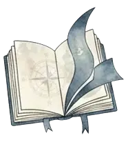 Livre ouvert avec rose des vents et pages en mouvement symbolisant la connaissance